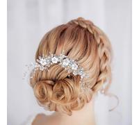 Jiangshaoshuai Diademas de cristal para novia, accesorios florales para el cabello, accesorios para el pelo de perlas, pinzas para el pelo de novia (plata)