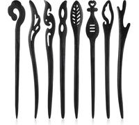 Jiangshaoshuai Juego de 8 horquillas de madera para mujer, moño de estilo chino vintage, adecuado para cabello largo, accesorios de horquilla para el pelo, adecuado para mujeres y niñas