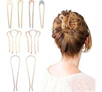 Jiangshaoshuai Juego de 8 pinzas de pelo trenzadas doradas, estilo francés, de metal, en forma de U, adecuadas para cabello grueso