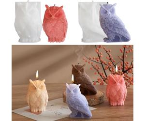 Jiangshaoshuai Molde de 2 piezas para velas de búho, molde de silicona de búho 3D, adecuado para hacer velas de aromaterapia, jabón, bricolaje, etc