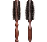 Jiangshaoshuai Paquete de 2 peines redondos, peine de estilo con mango de madera, antiestático, se puede rizar y moldear, adecuado tanto para hombres como para mujeres, se puede utilizar para cabello