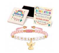 JIANGWON Pulsera escolar para niña para escolarización, ángel de la guarda, amuleto de la suerte, regalo para el comienzo del colegio, incluye tarjeta de muerte y caja de regalo, perfecta bolsa