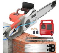 JIANGYUXINLI Cortadora de Muros Eléctrica - Sierra Eléctrica para Hormigón 5800W/6500W, Motosierra de Mano con Cadena de Diamante, 2 Cadenas y 2 Barras Guía Y 2 Escobillas De Carbón, Corte 35/48 cm