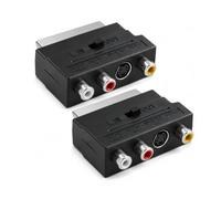 JiangZShangM - Adaptador SCART-3R + S-Video, convertidor de audio y vídeo con interruptor de entrada de salida, conector AV de 21 pines a R hembra para TV, DVD, videograbador y proyector