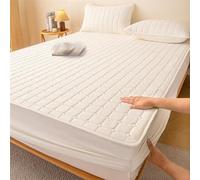 JIANINGHOME - Protector de colchón de 200 x 220, sábana bajera acolchada, microfibra suave se adapta perfectamente