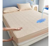 JIANINGHOME - Protector de colchón impermeable, 160 x 200 cm, relleno de fibra fina, suave y cómodo, transpirable y silencioso, sábana bajera acolchada de algodón