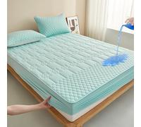 JIANINGHOME Protector de colchón impermeable de algodón, sábana bajera ajustable de 180 x 200 pulgadas, fácil cuidado, suave y cómoda