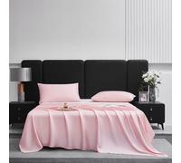 JIANINGHOME Ropa de cama de satén, 160 x 240 cm, sábana de satén, lujosa y sedosa con brillo natural, sedoso y funda de almohada de 50 x 75 cm, 2 unidades