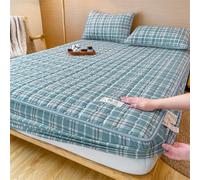 JIANINGHOME Sábana bajera de 180 x 200, relleno de fibra fina, suave y cómoda, transpirable y silencioso, sábana bajera acolchada de algodón