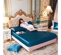 JIANINGHOME Sábanas de bolsillo profundo, 160 x 200 pulgadas, sábana bajera de satén de seda de hielo de verano, juego de cama de colchón refrescante para dormir, transpirable, antideslizante, tamaño