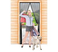 JIANJIAO mosquitera puerta magnetica,90x190cm Puerta de Malla Corredera cortina para del Balcón Corredor Contrapuertas con Anti Mosquito Insecto Se Cierra Automáticamente-Negro
