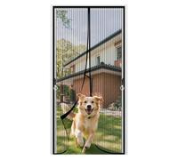 JIANJIAO mosquitera puerta magnetica,90x220cm Puerta de Malla Corredera cortina para del Balcón Corredor Contrapuertas con Anti Mosquito Insecto Se Cierra Automáticamente-Negro