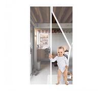 JIANJIAO mosquitera puerta magnetica blanca,95x210cm Puerta de Malla Corredera cortina para del Balcón Corredor Contrapuertas con Anti Mosquito Insecto Se Cierra Automáticamente-Blanco