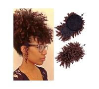 jianjunchaling 12 pulgadas pelo sintético flequillo con flequillo corto rizado flequillo en extensiones de clip para mujeres Scrunchies Hair Ponytail para mujeres niñas (marrón)