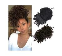 jianjunchaling 12 pulgadas pelo sintético flequillo con flequillo corto rizado flequillo en extensiones de clip para mujeres Scrunchies Hair Ponytail para mujeres (negro natural)