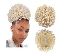 jianjunchaling Afro Puff Cordón Cola de Caballo Sintético Clip en el Cabello Extensor para Mujeres Negras Curly Updo Locs Faux Locs Bun Hair Ponytail para Mujeres Chicas (Grande 613)