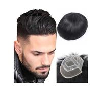 jianjunchaling Sistema de cabello humano para hombre, encaje frontal francés, transpirable, fino, mono con base de poliéster transparente, piezas de repuesto (7 x 9)