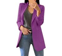 JIANROU Blazer abierto para mujer, informal, cárdigan de punto, manga larga, elástica, chaqueta bomber, chaqueta de bombero, beige, para el tiempo libre, morado, 4XL