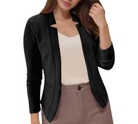 JIANROU Blazer casual para mujer, chaqueta de trabajo con frente abierto, chaqueta de traje de manga larga, chaqueta de traje elástica, blazer a cuadros, marrón, chaqueta clásica, Negro , 4XL