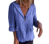 JIANROU Blazer Chaqueta de mujer Dressy Business Casual Trajes para el trabajo de manga larga ligera Chaqueta de traje Brocado Blazer para mujer Chaqueta clásica, azul, S