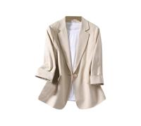 JIANROU Blazer - Chaqueta para mujer, diseño de solapa, chaqueta frontal abierta, manga larga, ligera, chaqueta bomber, color negro, beige, XXL