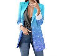 JIANROU Blazer para mujer traje de oficina chaqueta deportiva gabardina de manga larga ligera chaqueta de traje blanco elegante chaqueta blazer, azul celeste, 5XL
