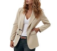 JIANROU Chaqueta blazer para mujer, informal, chaqueta de negocios, traje, gabardina, manga larga, elástica, chaqueta de traje, chaqueta corta blanca, chaqueta de ocio, caqui, XL