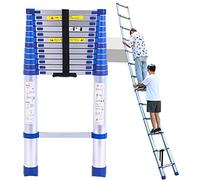 JIANSOZ Escalera telescópica de Aluminio de 4,5 m (15 pies): Ligera y portátil, con Capacidad de 150 kg, Ideal para azoteas, Casas rodantes, lofts, áticos y Uso al Aire Libre. Di