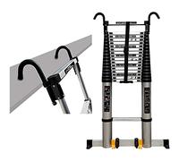 JIANSOZ Escalera telescópica de Aluminio portátil de 8 m/26 pies con Barra de Soporte de Gancho Fijo y tapete Antideslizante, Ideal para constructores de viviendas, áticos y Uso