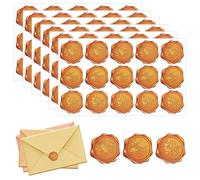 JIANTA 600 pegatinas autoadhesivas con sello de cera, 3 estilos dorados, diseño vintage en forma de corazón, 3,5 cm, para sobres, tarjetas, manualidades, envoltorios de regalo