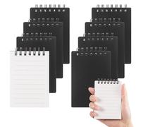 JIANTA 8 blocs de notas A7 pequeños negros, 80 páginas/paquete, pequeños blocs de notas con espiral y rayas, mini cuaderno A7 para el colegio, material de oficina