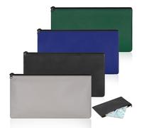JIANTA Billetera de 4 piezas, 27 x 15cm bolsillo banana en polipiel, portadocumentos PU A5, billetera con cremallera para dinero y documentos, azul negro gris verde