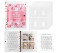 JIANTA Carpeta de Ahorro, Libro de Ahorro para Ahorrar Dinero con Lista de Control y Sobres Pre-numerados, Planificador A5 Planificador de Presupuestos - Rosa 100 Bolsillos