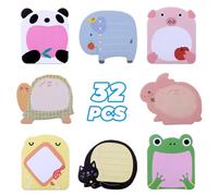 JIANTA Notas Adhesivas de Animales, 32 Piezas (640 Hojas) Notas Autoadhesivas, Mini Notas Adhesivas, 8 Estilos Sticky Notes Bonitas para Recordatorios, Planificadores, Mensajes
