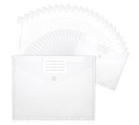 JIANTA Paquete de 24 carteras A4 transparentes, carpetas para documentos, carteras de plástico con cierre de velcro y bolsillo para etiquetas