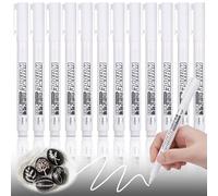 JIANTA Rotulador Blanco Permanente, 12 rotulador blanco acrilicos Resistentes al Agua y de Secado Rápido, rotulador permanente punta fina 1 mm, para Piedra Madera Vidrio Cerámica Lona Neumáticos