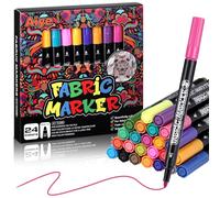 JIANTA Rotuladores Textil Permanente, 24 Colores de Pintura para tela Textil Marcadores Textiles y de Tela, Marcadores de Tela Pintura Textil, Pintura Textil para ropa, zapatos, bolsos, tazas, etc.