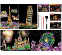 JIANTA Scratch Art Paper Set, 16 Piezas A4+A5 Papel para Rascar, Hojas para Rascar, Manualidades Creativas