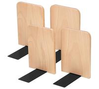 JIANTA Sujetalibros de Madera para Libros, 4 Piezas Sujetalibros de Libros 10,5 x 12 x 17 cm para estanterías, Antideslizante en Forma de L para el hogar, Oficina, Biblioteca, Escuela