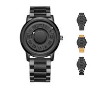 JIANXKILB Cool Reloj de levitación magnética, Relojes magnéticos para Hombres, Reloj Impermeable con diseño de Puntero único, cumpleaños, Novio (Color : Black/Steel Belt)
