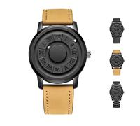 JIANXKILB Cool Reloj de levitación magnética, Relojes magnéticos para Hombres, Reloj Impermeable con diseño de Puntero único, cumpleaños, Novio (Color : Brown/Leather)