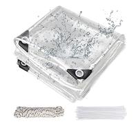 Jianyana 3×3M Lona Transparente Impermeable, 250G/㎡ PVC Lonas ProteccióN con Ojales 0,2Mm Espesor Toldo Impermeable Exterior con Lacci Di Fissaggio, Ancoraggio