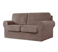 jianyana Funda Sofa, 1/2/3 plazas Funda Sofa Terciopelo en Fundas de Sofa Ajustables reclinable Funda Sofa cojin Separado (marrón, 2 plazas, 5 Piezas)