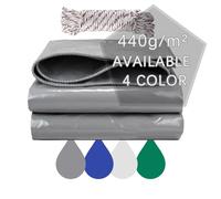 Jianyana Lonas, PVC Lona Impermeable Exterior con Ojales, 3x6 m, 440 g/m² Lona Remolque Lona Piscina, Anti-UV, Resistencia al Desgarro, Diez Metros de Cuerda, Gris