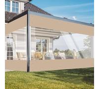 Jianyana Outdoor Vorhang Wetterfest Mit öSen, 650G/M² Transparente Plane Mit öSen Abdeckplane FüR AußEnbereich Plane Durchsichtig(Khaki 2.4 * 3m)