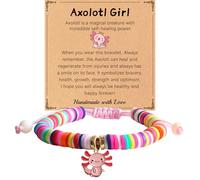 JIANZHEN Pulsera de ajolote, bonito regalo con bonita tarjeta, Navidad, cumpleaños, joyería para mujeres, Gir hija, nieta, sobrina, 6, Arcilla, No es una piedra preciosa