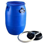 JIAOCKJIAO Barril de Boca Ancha Azul con Tapa, Bidón de Plástico for envío y Almacenamiento Industrial Contenedor de fermentación, diseño hermético bidon Agua Anillo de Cierre(30L)