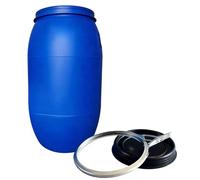 JIAOCKJIAO Barril de Boca Ancha Azul con Tapa, Bidón de Plástico for envío y Almacenamiento Industrial Contenedor de fermentación, diseño hermético bidon Agua Anillo de Cierre(200L)