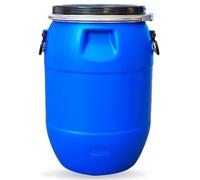 JIAOCKJIAO Bidón de Plástico con Tapa, Barril de Boca Ancha Azul Anillo de Cierre Multiusos contenedor de alimentación de diseño hermético for envío y contenedor de Almacenamiento Industrial(50L)