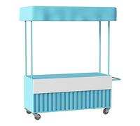JIAOCKJIAO Carrito de Mercado Móvil Portátil para Exteriores con Toldo, Carrito de Comida de Hierro con Ruedas Bloqueables, Expositor Comercial de Dulces para Helados(Blauw,39.3in/100cm)